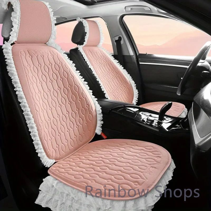 ♥ 車用フロアマット パール フリル お洒落 おしゃれ 人気 姫系 花 ブラック ピンク かわいい シンプル SNS映えインスタ映えfdcp5