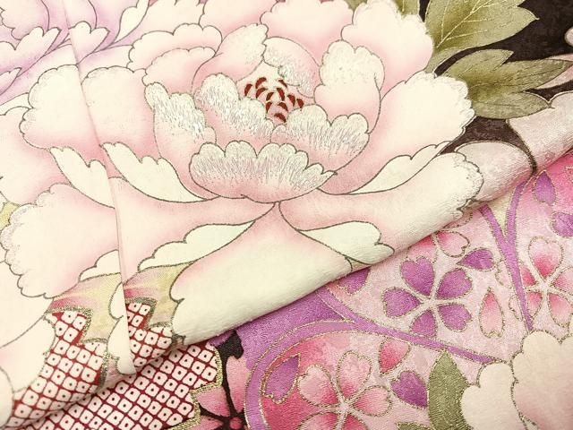 華やかな花柄の着物　振袖　舞花文　暈し染め　洗える着物★　大衆演劇 華やかな花柄の着物 振袖 舞花文 暈し染め 洗える着物☆ 大衆