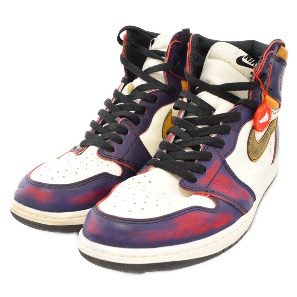 NIKE SB ナイキエスビー AIR JORDAN 1 RETRO HIGH OG DEFIANT LAKERS エアジョーダン1 ハイカットスニーカー ディフィアント レイカーズ シカゴ パープル/レッド US13 CD6578-507