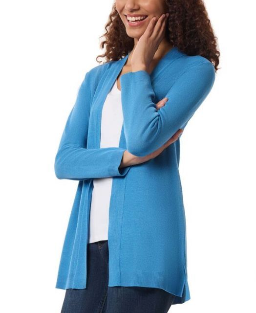 売れ筋商品|||ジョーンズニューヨーク ニット&セーター アウター レディース Women's Petite Sutton Open-Front Cardigan Aqua Mist Open Front Sutton Cardigan