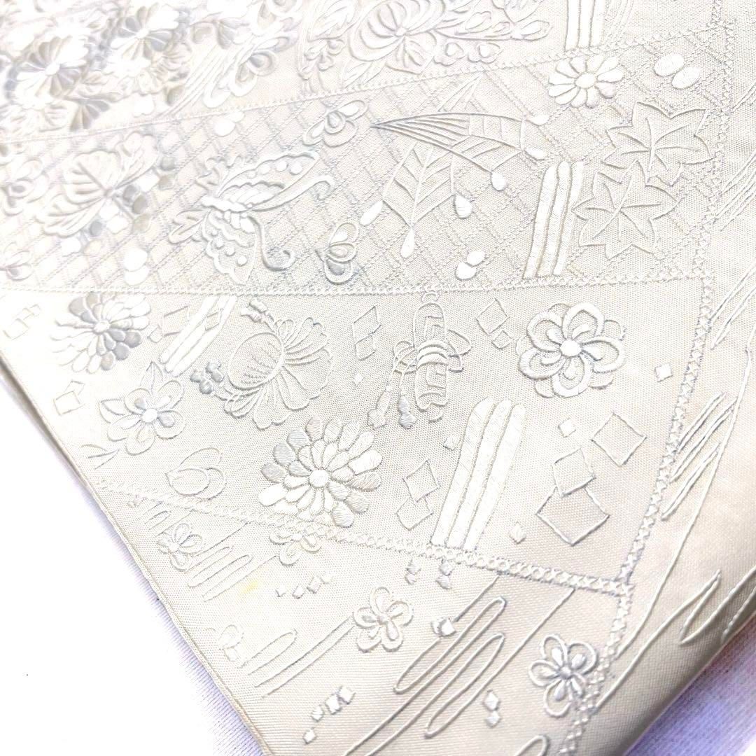 袋帯 刺繍 菊花 桐の花 菖蒲 霞 宝尽くし 着物 103b p