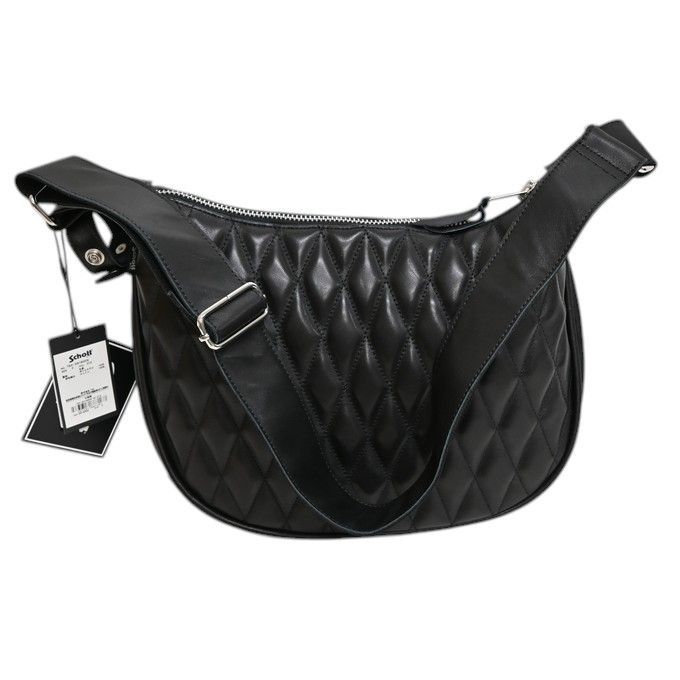 ショット パデット レザー バナナ ボディバッグ ワンショルダー F 09_Black-Silver 3109023 ショット] パデット レザー バナナ ボディバッグ ワンショルダー