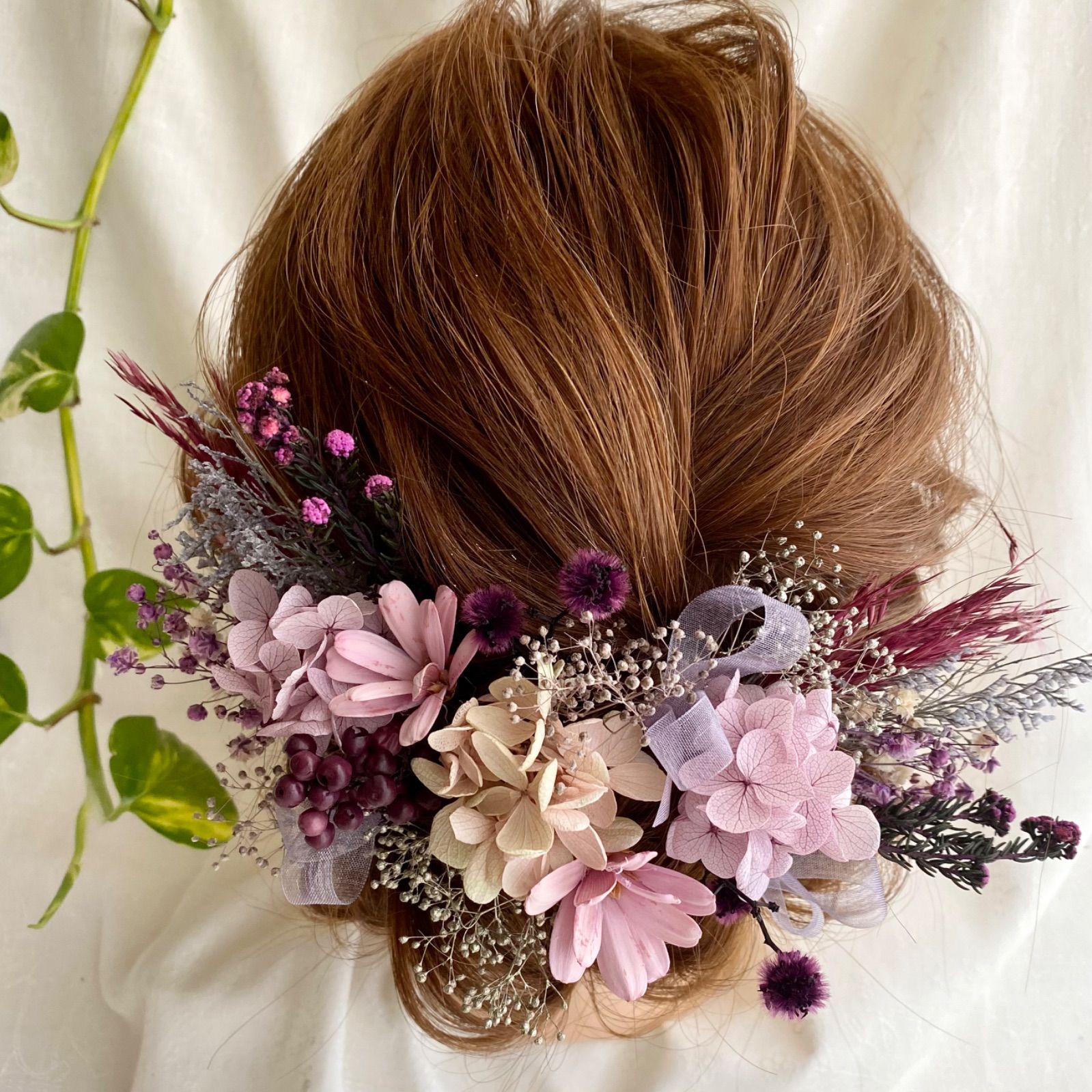 髪飾り ドライフラワー パープル 紫 結婚式 成人式 卒業式 前撮り ...