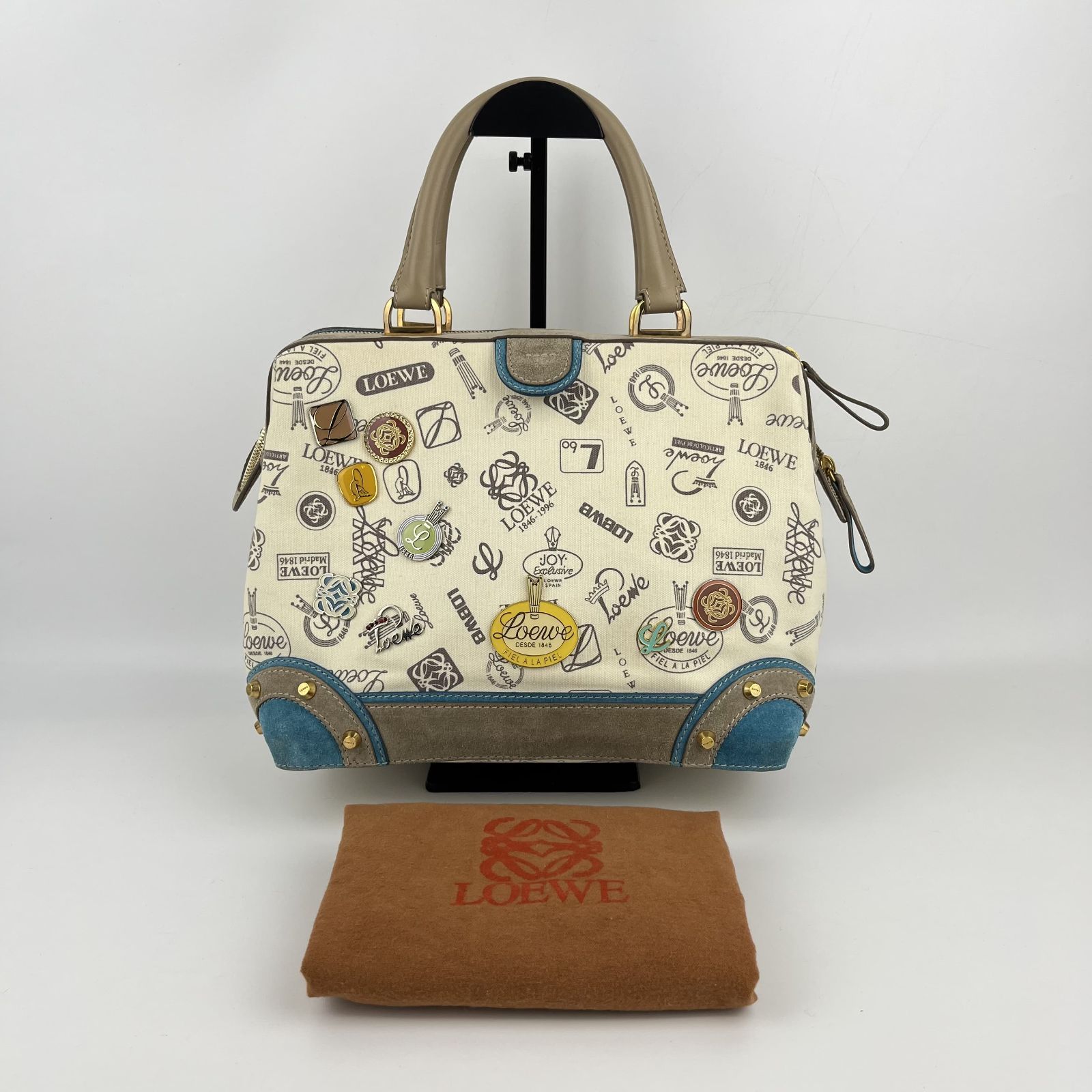 LOEWE ロエベ ハンドバッグ 160周年記念モデル キャンバス スエード レザー マルチ ヴィンテージ レディース HIBUOCHI VINTAGE