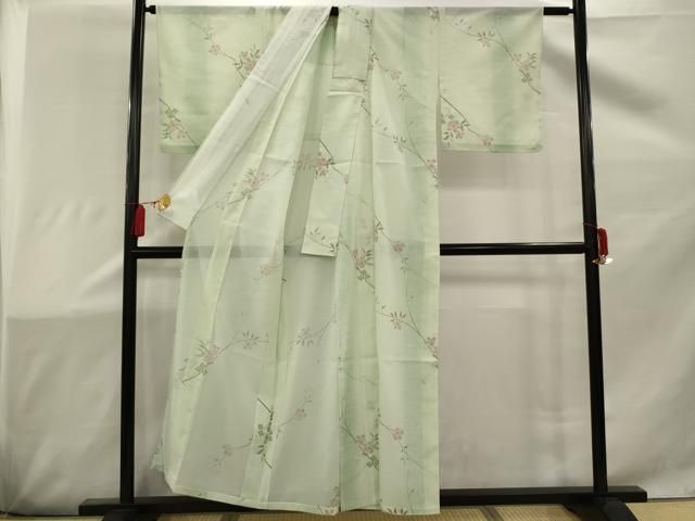 平和屋着物＊夏物 小紋 紗 枝花文 洗える着物 AAAZ5138sx