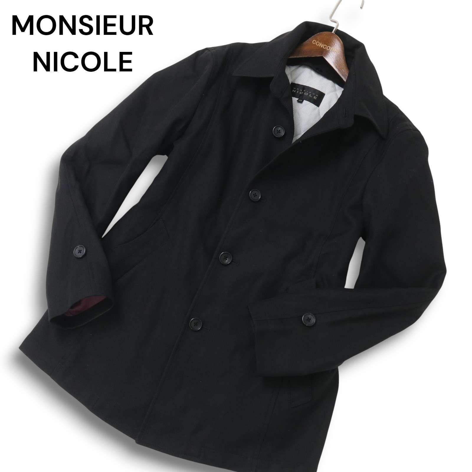 MONSIEUR NICOLE ムッシュ ニコル 秋冬 中綿ライナー ステンカラー ジャケット Sz.46 メンズ 黒