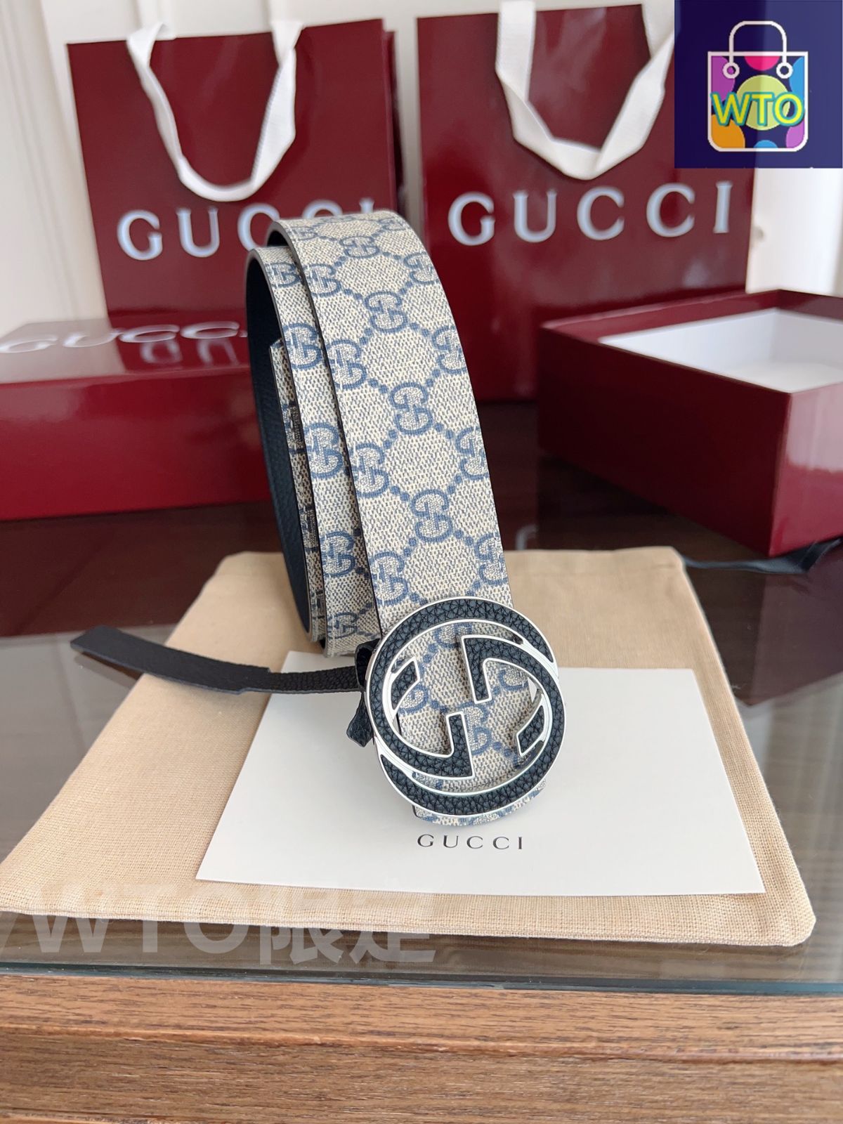新品GUCCI ダブルGバックル ベルト 箱付き 箱付き】GUCCI ダブルGバックル ベルト