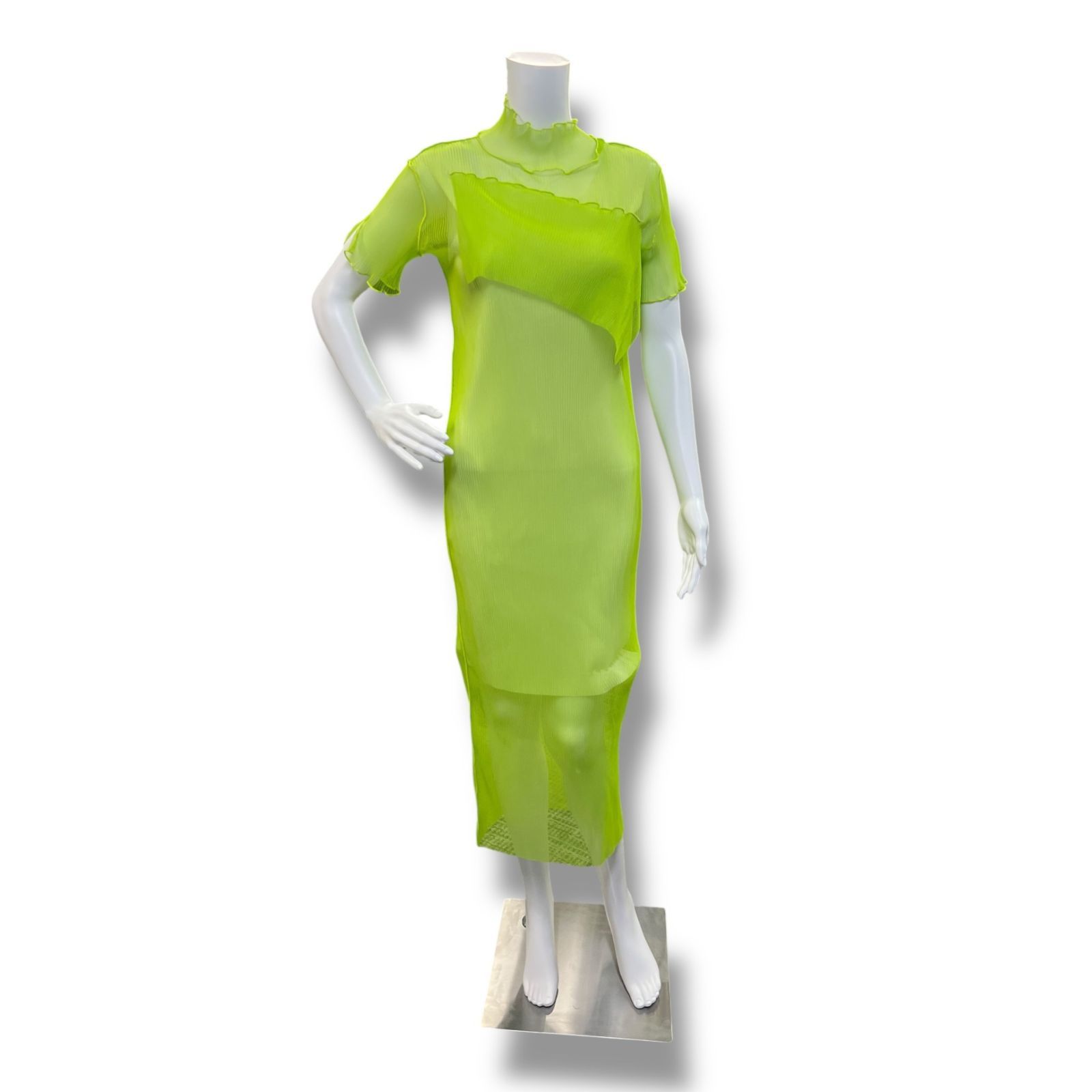 参考上代40700円 ♥品 kotohayokozawa 24SS Layered Sheer Dress レイヤードシアードレス ワンピース コトハヨコザワ TD24S-DD01 ライム