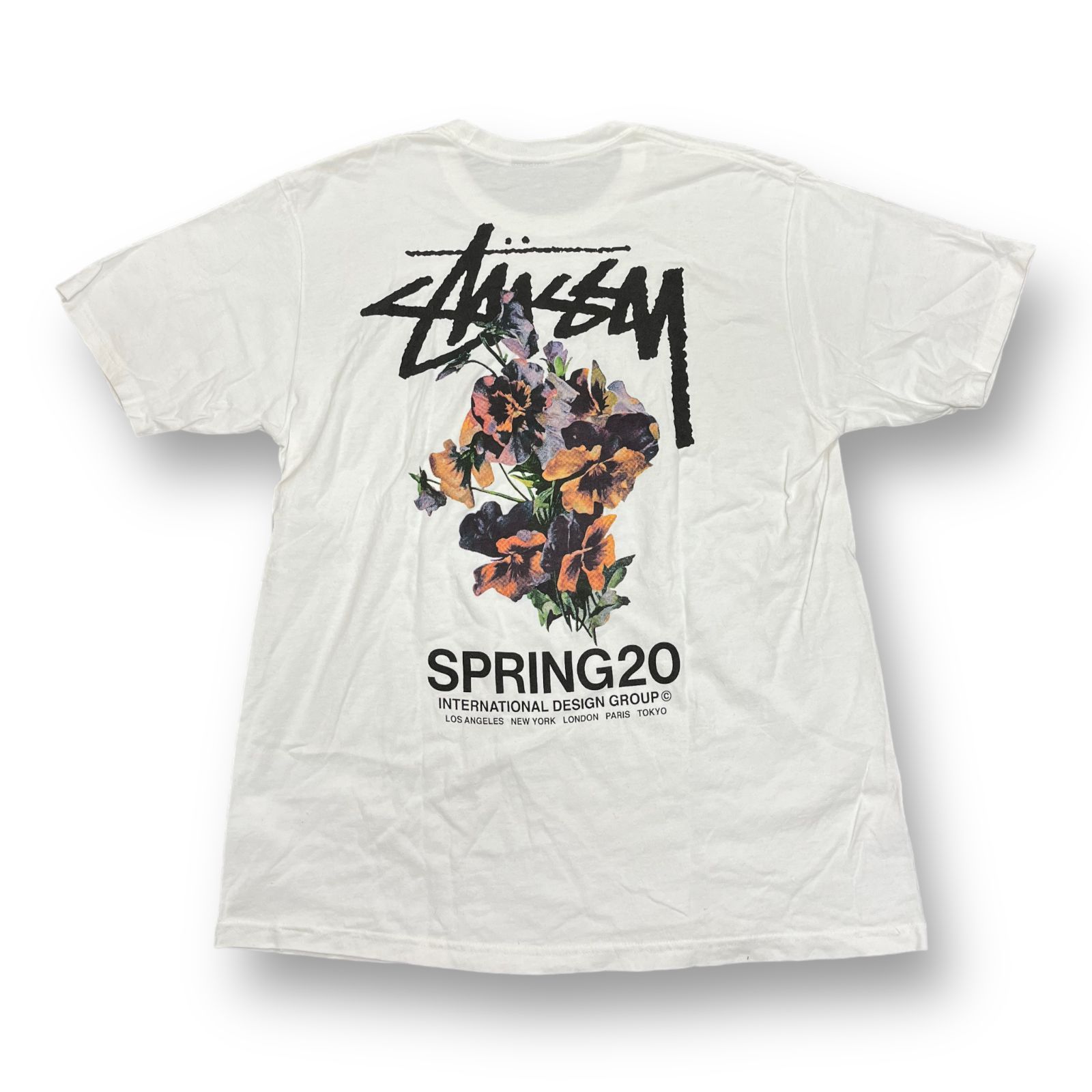 国内正規 STUSSY 花柄 バックプリント クルーネック Tシャツ