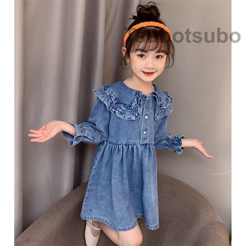 ワンピース キッズ 長袖ワンピース 子供服 女の子 秋 冬 デニム