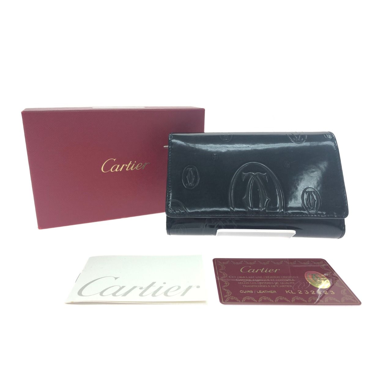 箱付 Cartier カルティエ ハッピーバースデー エナメル 二つ折り財布