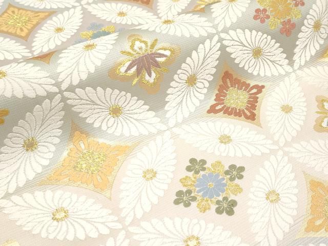 平和屋着物■極上　西陣　田中義織物謹製　六通柄袋帯　唐織　九百芙蓉　正倉七宝文　金糸　逸品　CYAA3395s5 平和屋着物□極上 西陣 田中義織物謹製 六通柄袋帯 唐織 九百芙蓉 正倉