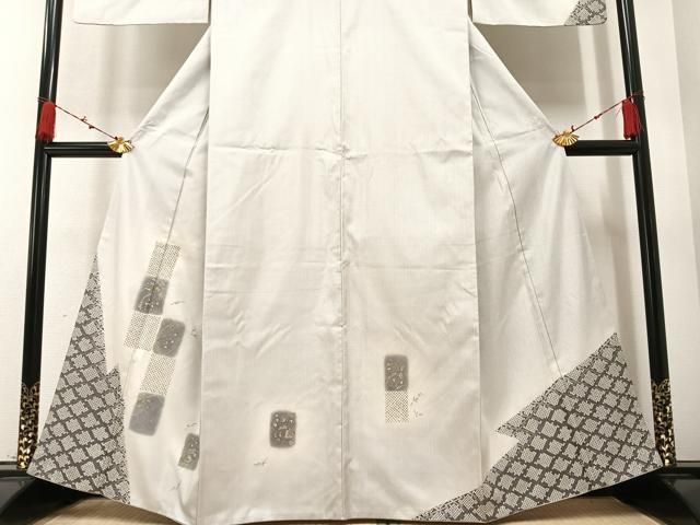 平和屋着物●本場染大島紬　訪問着　刺繍　刺し子　色紙草花文　金銀彩　ますいわ屋扱い　正絹　逸品　AAAZ1992ph 平和屋着物○本場染大島紬 訪問着 刺繍 刺し子 色紙草花文 金銀彩 ます