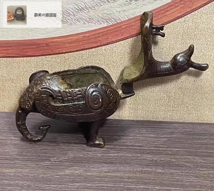 骨董銅器コレクション復古パルプ合金銅香炉侯鳥置物銅器工芸品