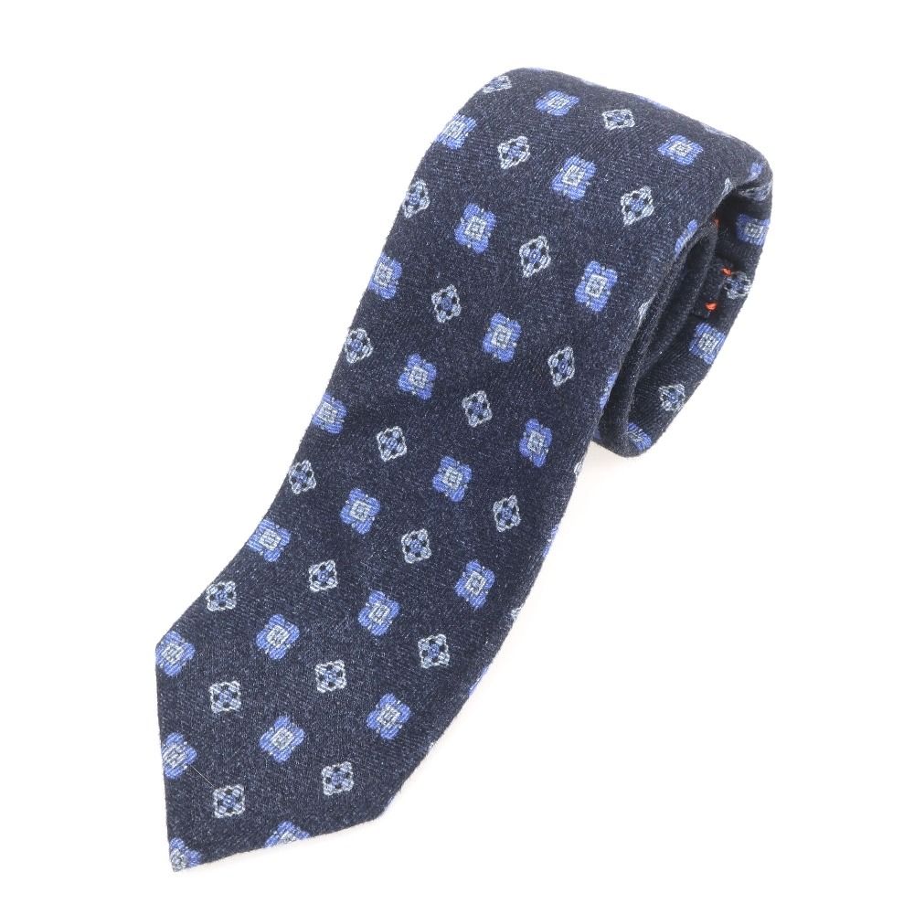 【中古】ジュスト ビスポーク Giusto Bespoke セッテピエゲ コットン 小紋柄ネクタイ ネイビー【メンズ】