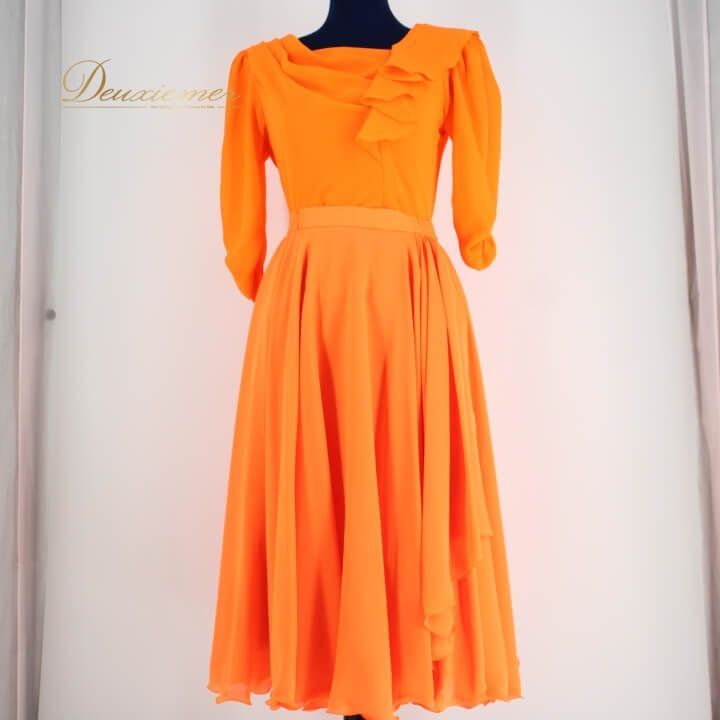 ご注文期待致します! 社交ダンス 衣装 スタンダード セットアップ ツーピース レッスンウェア レディース オールシーズン SEKINE セキネ オレンジ系 蛍光オレンジ 無地 シンプル 踊りやすい おしゃれ スポーツ 用途別 派手 テーマパーティー 【最安値激安】