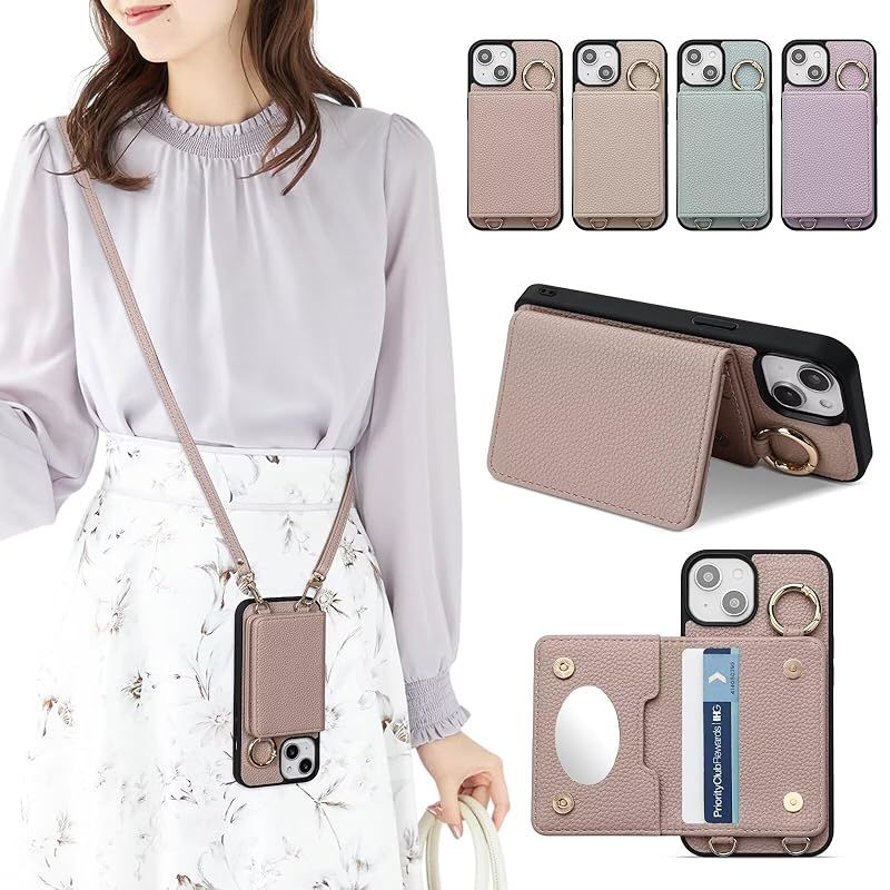 新品　iPhone 15 Plus ケース 手帳型 カバー 肩掛け 首掛け iPhone 15 plus ケース 手帳型 おしゃれ 女性 iPhone 15 Plus ケース 手帳型 鏡付き リング付き iPhone 15プラス ケース 手帳型 かわいい スト