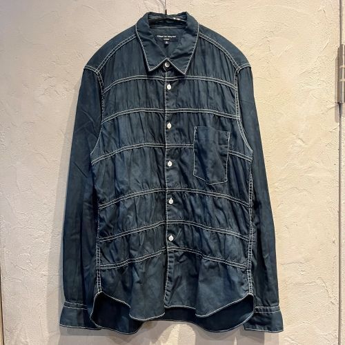 COMME des GARCONS HOMME コムデギャルソンオム 製品染め ステッチデザイン長袖シャツ ネイビー系 size-S 代官山05