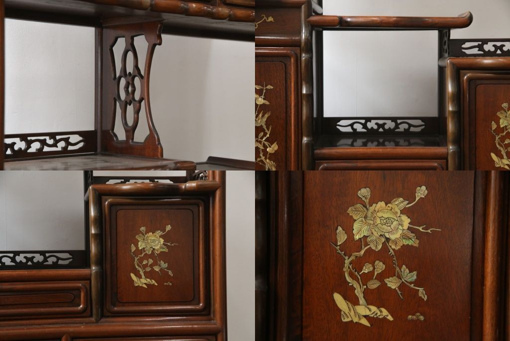 ☆事前問合せ必須☆ 飾り棚 和製ビンテージ 花梨 カリン材 螺鈿 ラデン