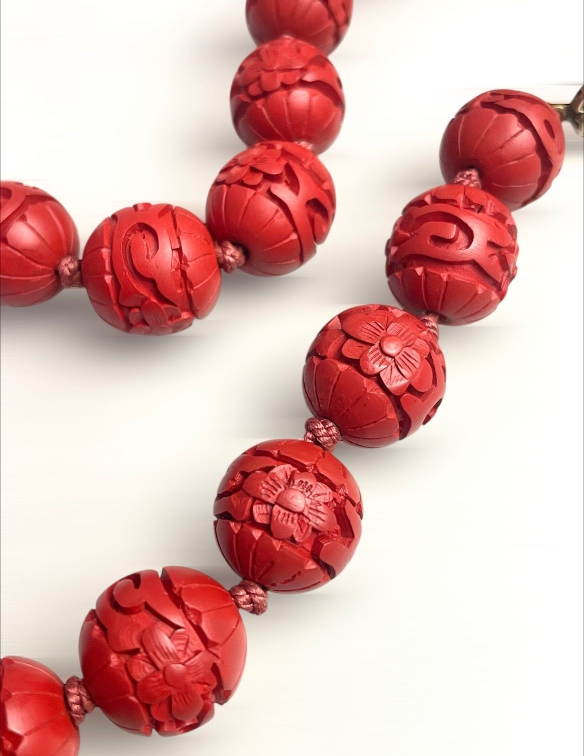 彫漆ネックレス 堆朱ネックレス 中国大玉ネックレス 大玉堆朱首飾り ネックレス アンティーク 中国彫刻職人作 中国