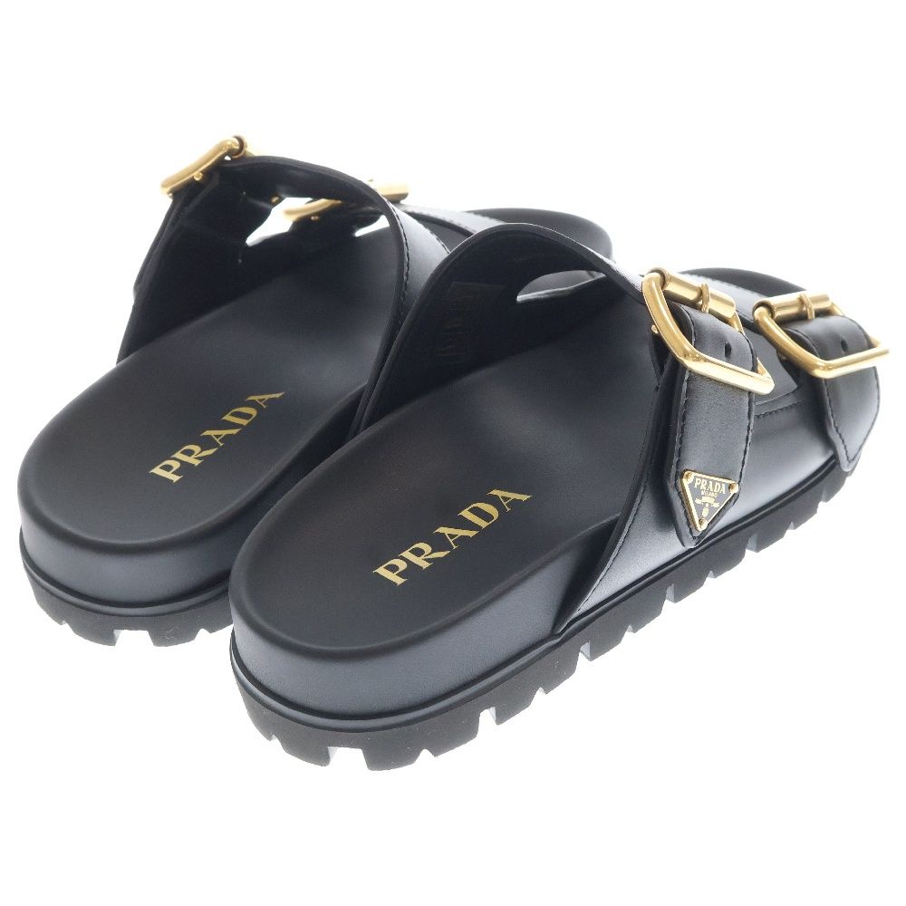 PRADA (プラダ) トライアングルロゴプレート レザーサンダル ミュール 