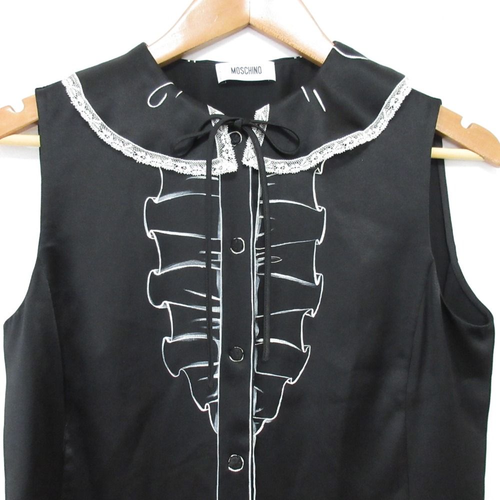 未使用 MOSCHINO モスキーノ トロンプルイユ シルク100% ノースリーブ 