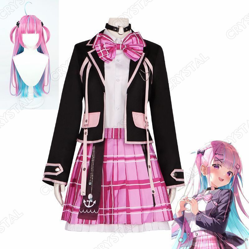 Hololive コスプレ バーチャル 湊あくあ コスプレ衣装 ウイッグ付き 人気 制服 キャラクター みなと あくあ コスプレ用 イベント 仮装 舞台