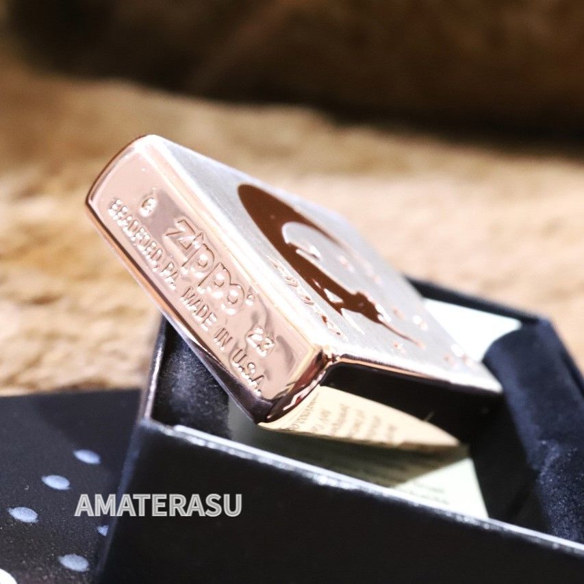 ZIPPO ネコ 三日月 キャット シルバーサテン ピンクゴールド かわいい