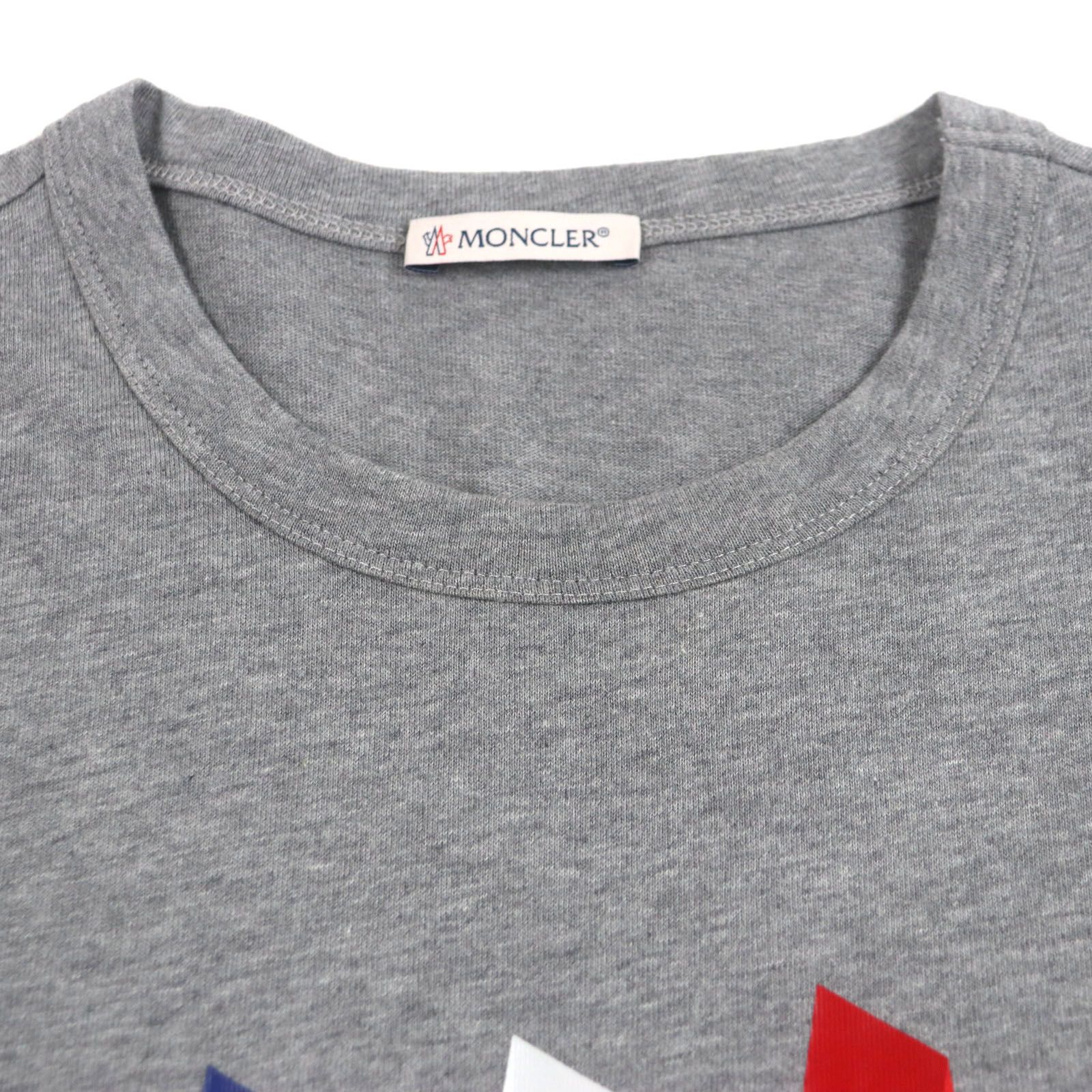 MONCLER モンクレール 21SS コットン ロゴプリント クルーネック ショートスリーブ 半袖Ｔシャツ グレー S メンズ