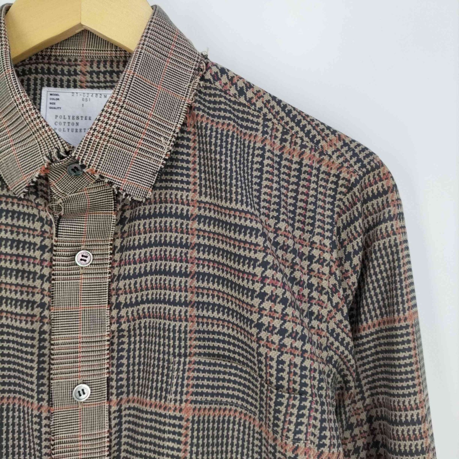 サカイ Sacai ハウンドトゥース チェック カットオフシャツ サカイ Sacai ハウンドトゥース チェック カットオフシャツ メンズ JPN