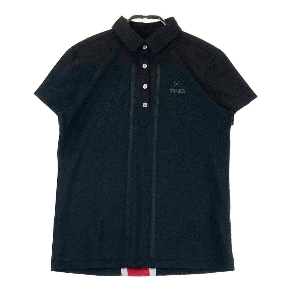 ○☆新品未使用 パーリーゲイツ ロゴ総柄 長袖ポロシャツ 0 ブラック