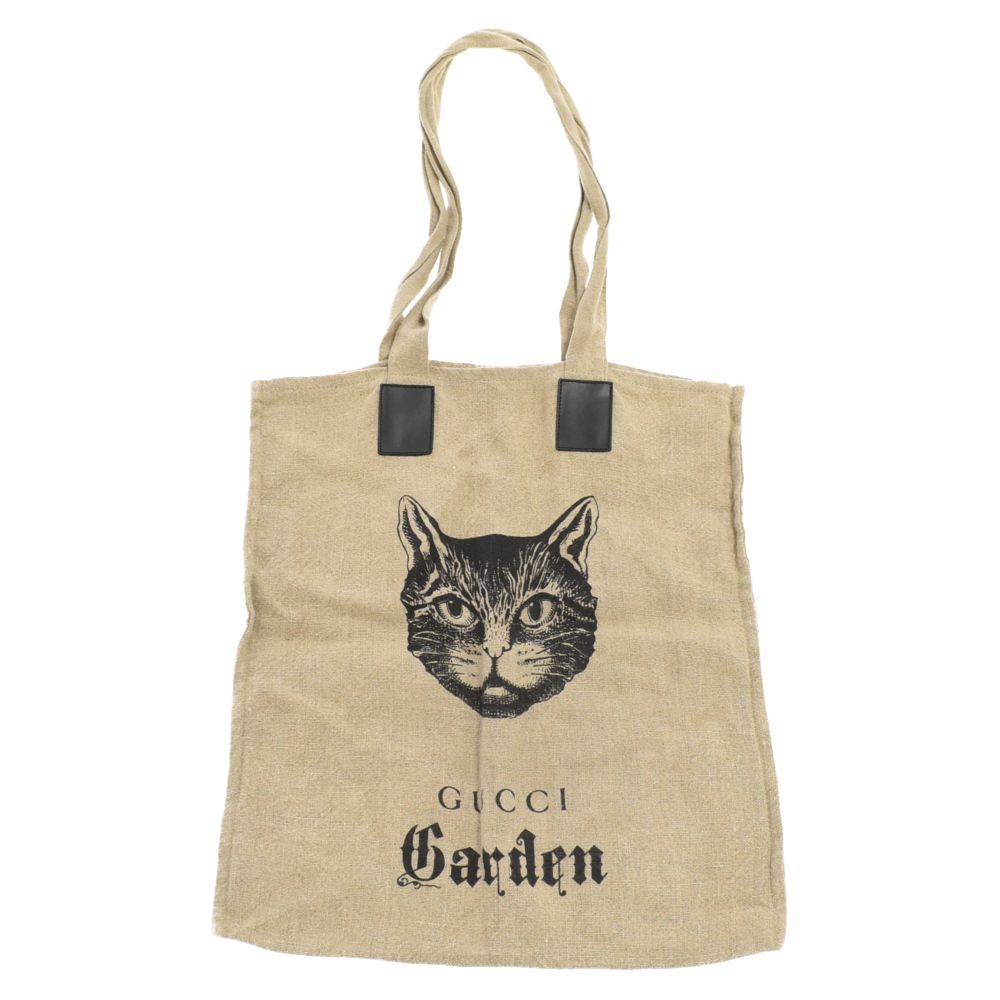 GUCCI (グッチ) ガーデン限定品 リネン キャンバス レザー トート 