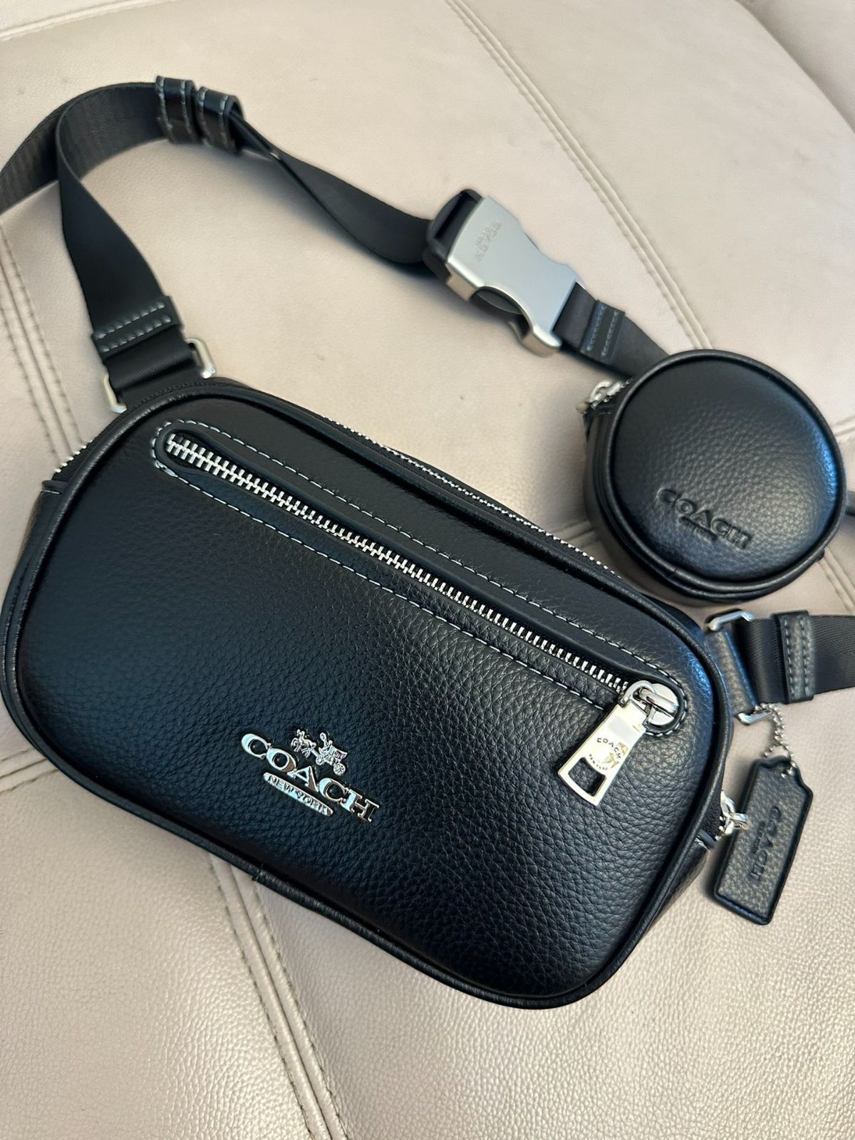 COACH コーチ CJ507 ブラック ミニポーチ付き ウエストポーチ エリアス ベルトバッグ ボディバッグ 斜め掛けバッグ アウトレット