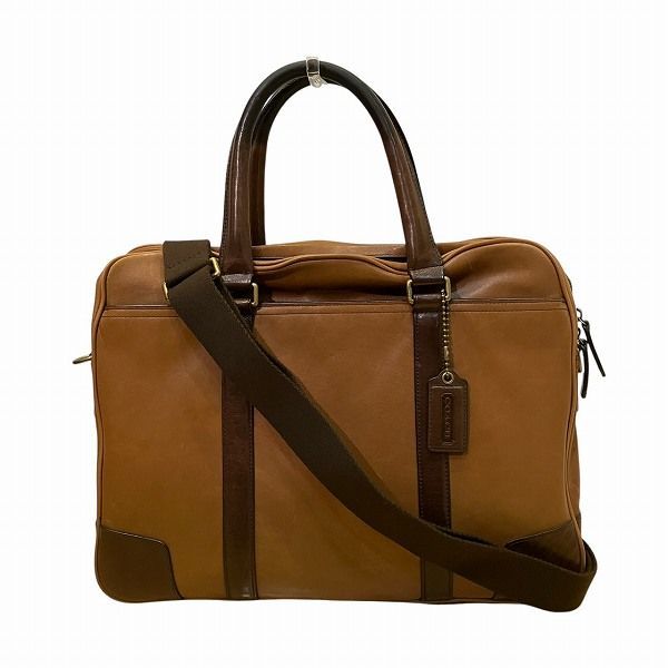 コーチ COACH 71012 キャメル×ブラウン レザー 2WAY バッグ ビジネスバッグ メンズ