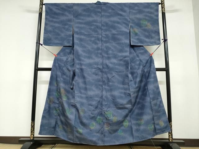 平和屋着物●本場縞大島紬　訪問着　陶器草花文　嘉納信雄　証紙付き　正絹　逸品　未使用　DAAY5072ud 平和屋着物○本場縞大島紬 訪問着 陶器草花文 嘉納信雄 証紙付き