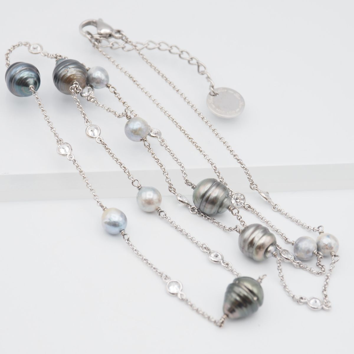 淡水パール　バロックパール　ネックレス　STERLING SILVER 刻印入り 極美品 ブラック淡水パール ネックレス SILVER刻印 6〜7mm 約