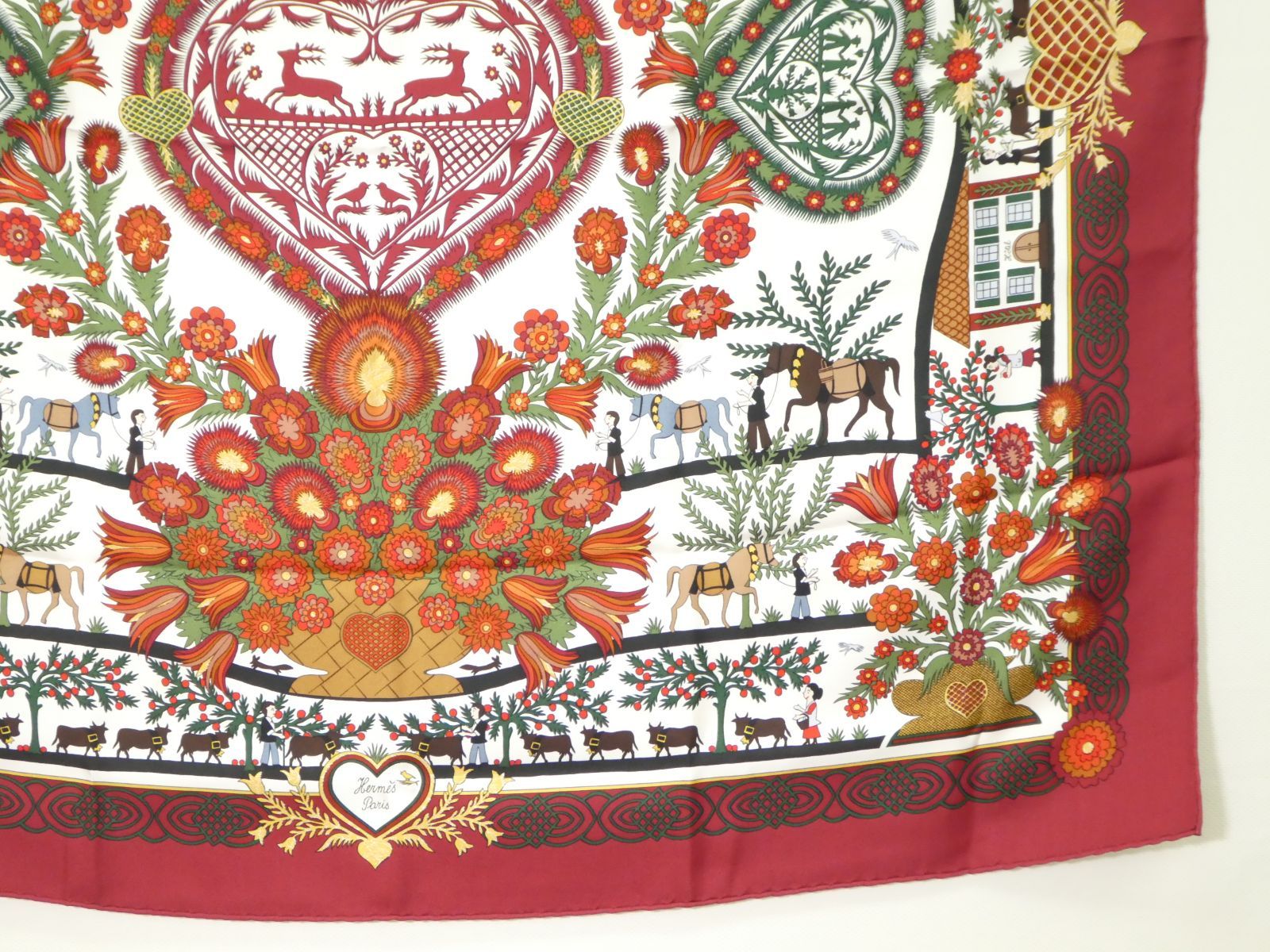 美品 エルメス カレ90 切り絵 ショール シルクスカーフ 美品 エルメス カレ90 切り絵 ショール シルクスカーフ