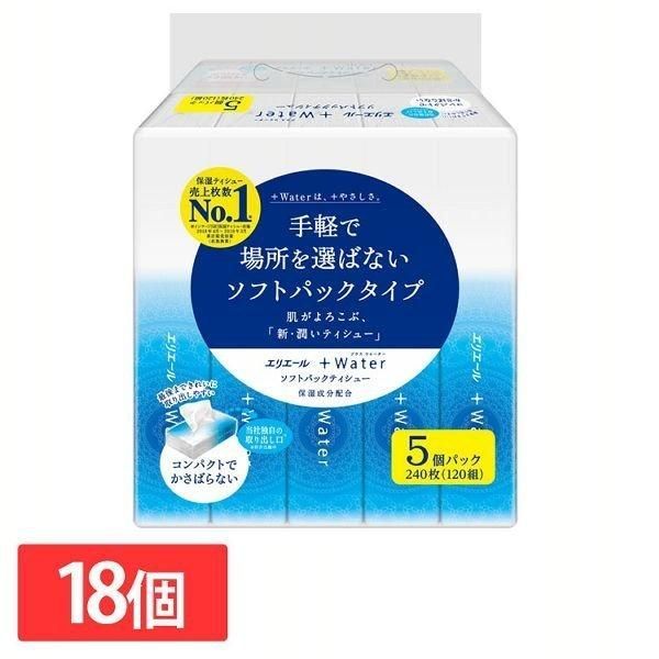 ティッシュペーパー 120組 セット ティッシュ エリエール プラスウォーター Water ソフトパック パルプ 大王製紙
