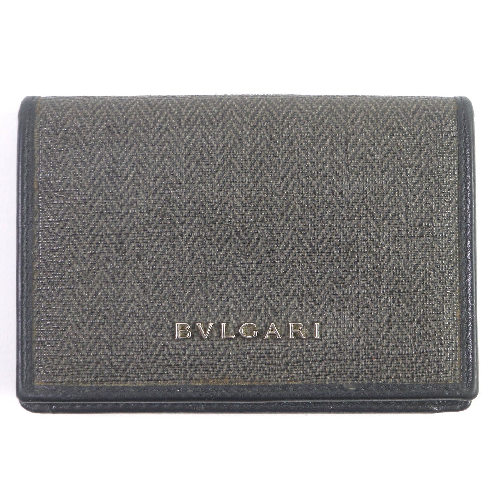 美品□BVLGARI ブルガリ 32588 ウィークエンド ロゴ金具 二つ折り  