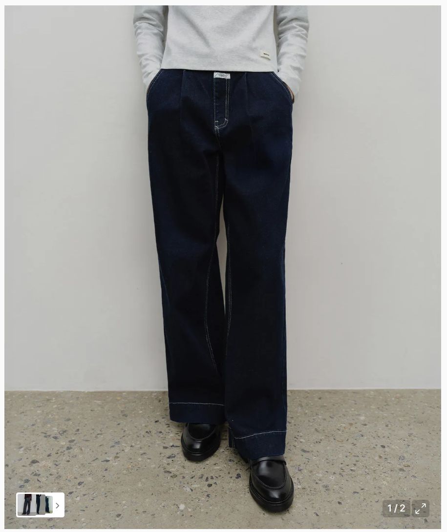 Marithe Francois Girbaud マリテフランソワジルボー W LOW ー WAIST TUCK WIDE DENIM PANTS