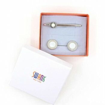 SWANK(スワンク) 白蝶貝のカフス＆タイバーセット CT002 【北海道・沖縄・離島配送不可】 SWANK(スワンク) 白蝶貝のカフス＆タイバーセット CT002