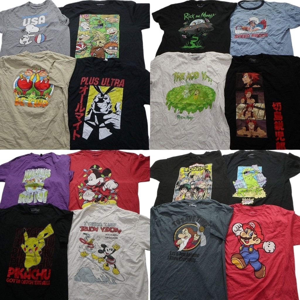 Tシャツ まとめ売り可 古着卸 まとめ売り キャラクター 半袖Tシャツ 16枚セット (メンズ XL