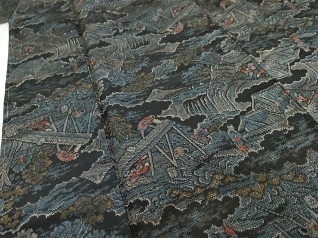 平和屋着物□上質な紬 横段文 正絹 逸品 AAAY8739fw 平和屋着物