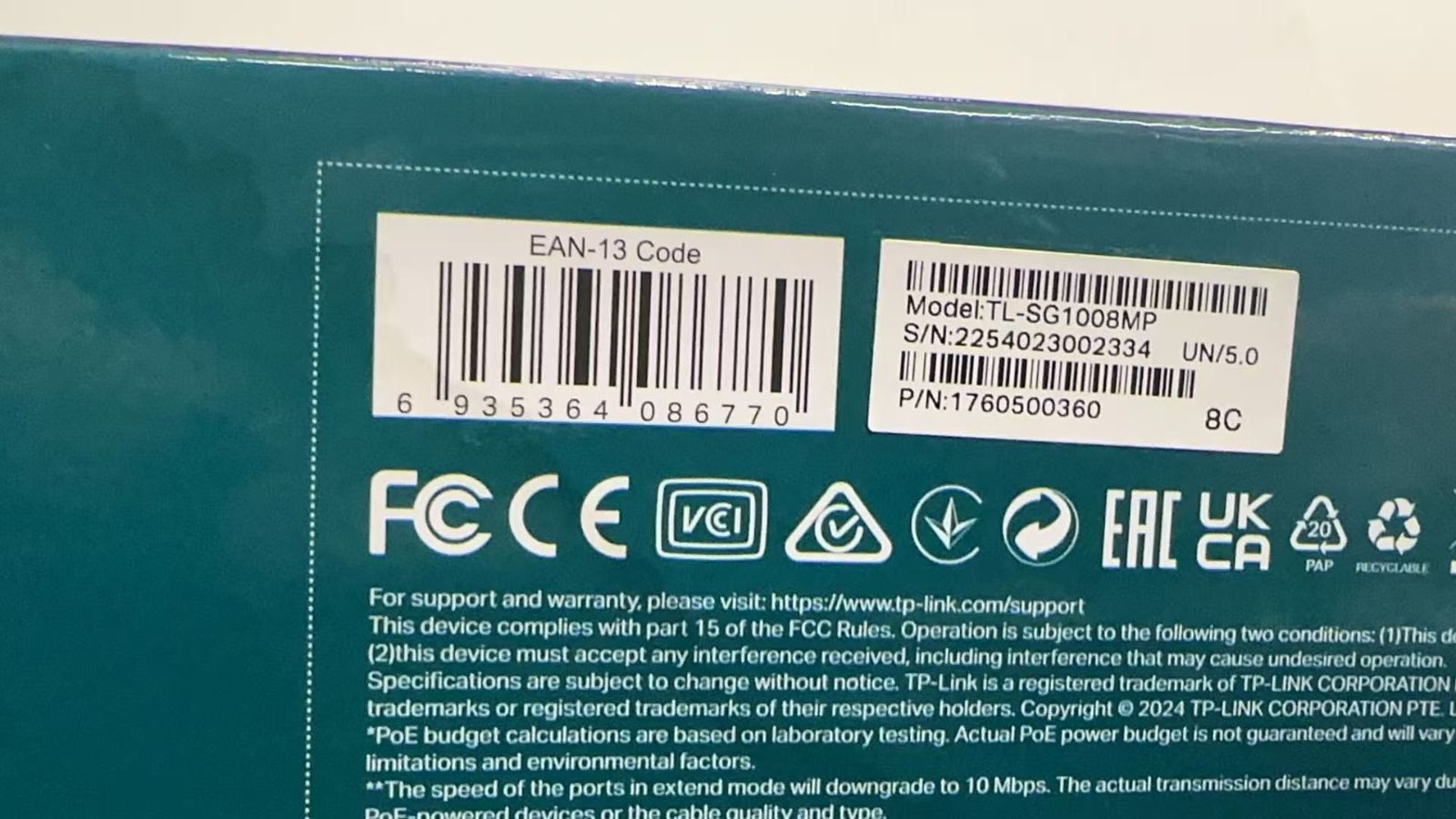 TL-SG1008MP スイッチングハブ