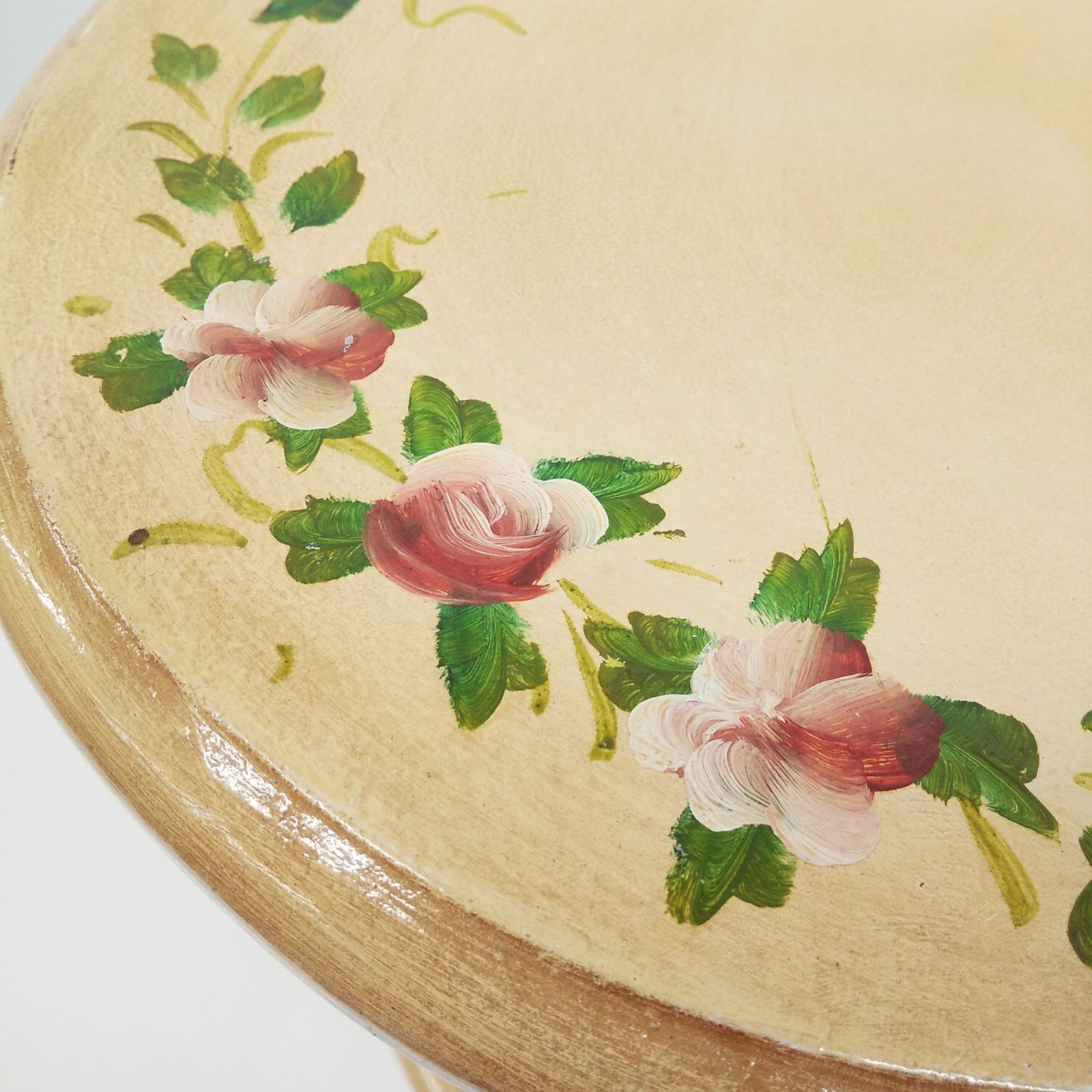木製スツール トールペイント 花柄 椅子 高さ60.5cm 直径30cm フラワー