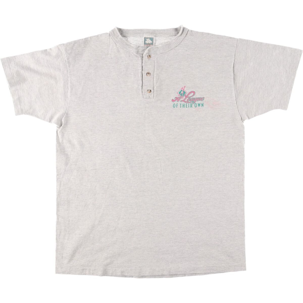古着 90年代 COTTON DELUXE ヘンリーネック プリントTシャツ USA製 メンズXL ヴィンテージ/eaa442803