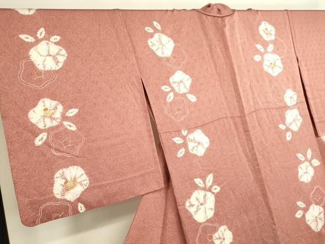 平和屋着物▽訪問着　単衣　絞り　椿　金彩　正絹　逸品　DAAT9347az 平和屋着物▽訪問着 単衣 絞り 椿 金彩 正絹 逸品 DAAT9347az