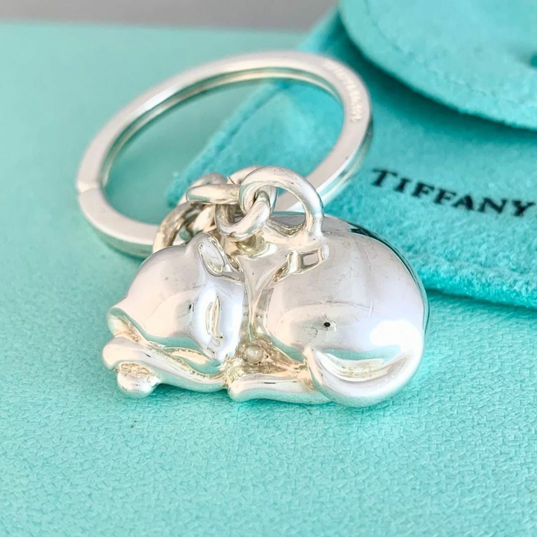 オールドティファニー 希少 眠り猫 ネコ キーリング キーホルダー SU2e