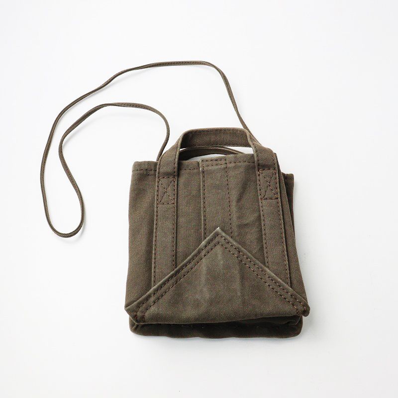 美品 エバゴス キャンバス かご袋ハンドバッグ カーキブラウン エバゴス ebagos キャンバス かご袋 ショルダーバッグ /カーキ