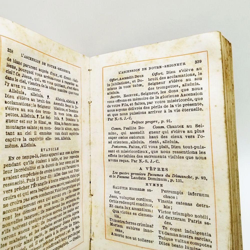 アンティーク 祈祷書 1889年 フランス 革装 挿画 聖書 ミセル